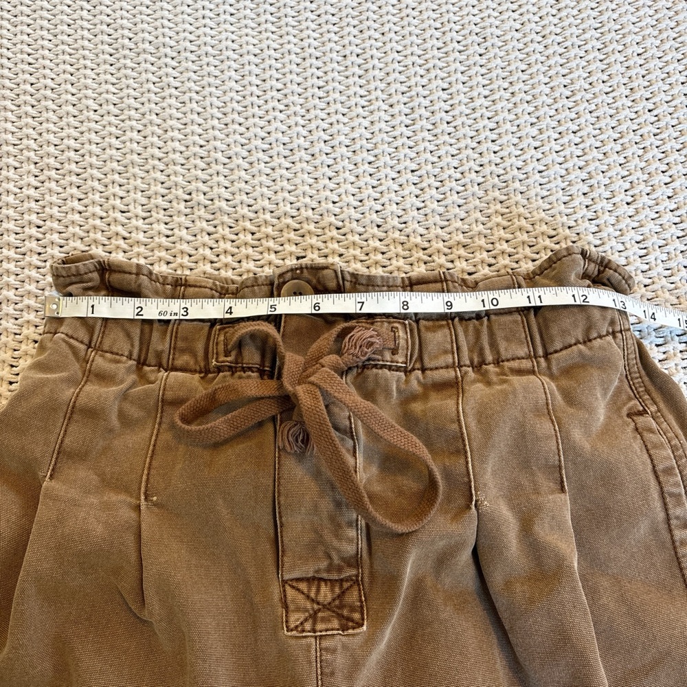 Free the people button fly ankle pleated pants/Brown high-waisted /drawstring /S - Picture 13 of 16